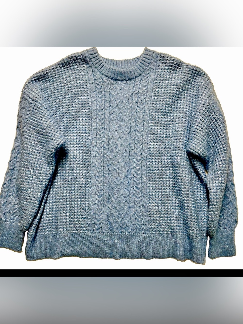 LC Lauren Conrad Women’s XL Blue Cable‑Knit Sweater – Soft Textured Knit